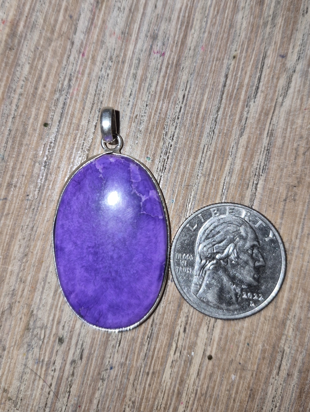 Sterling Silver Purple Oval Stone Pendant - Women Jewelry